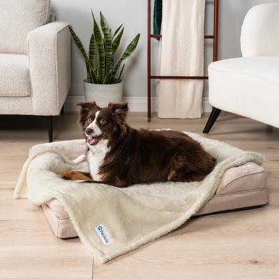 Show full view: PetAmi Fluffy Waterproof Cat & Dog Blanket, Beige, Medium slide 2 of 11