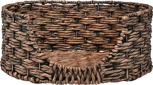 Show full view: THE LICKER STORE Perri Classic Farmhouse Handwoven Hyacinth Oval Dog Bed, Brown slide 8 of 9