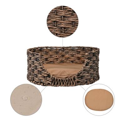 Show full view: THE LICKER STORE Perri Classic Farmhouse Handwoven Hyacinth Oval Dog Bed, Brown slide 5 of 9