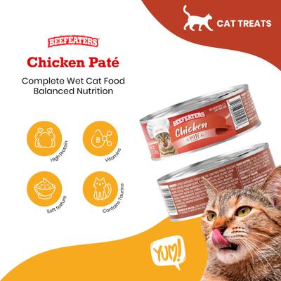 Show full view: Beefeaters Chicken Pate Wet Cat Food, 3-oz can, case of 24 slide 3 of 8