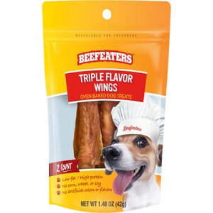 Beefeaters Triple Flavor Wings Jerky Dog Treat, 1.48-oz bag, case of 12