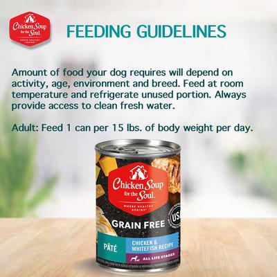 Show full view: Chicken Soup for the Soul Chicken & Whitefish Recipe Grain-Free Canned Dog Food, 13-oz can, case of 12 slide 6 of 9