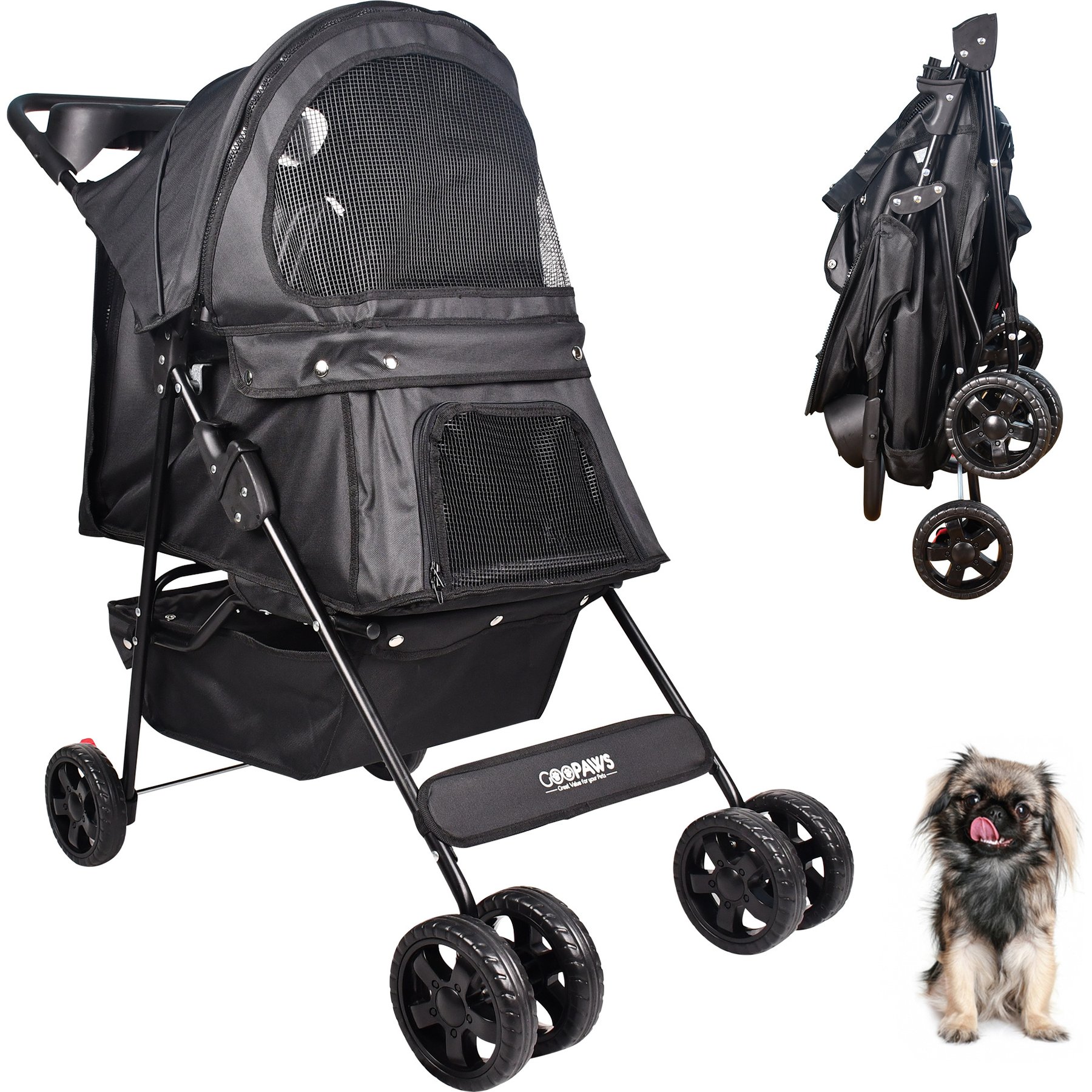 Jespet 4 Wheel Dog Stroller, 36-in, Black