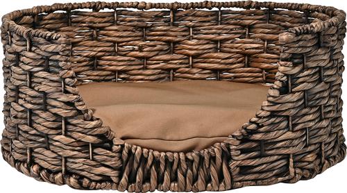 Show full view: THE LICKER STORE Perri Classic Farmhouse Handwoven Hyacinth Oval Dog Bed, Brown slide 7 of 9