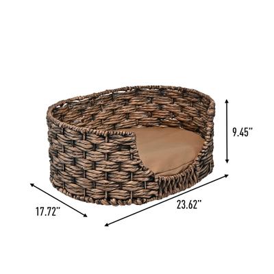 Show full view: THE LICKER STORE Perri Classic Farmhouse Handwoven Hyacinth Oval Dog Bed, Brown slide 4 of 9