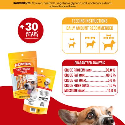 Show full view: Beefeaters Triple Flavor Twists Jerky Dog Treats, 1.41-oz bag, case of 12 slide 6 of 8