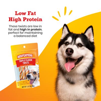 Show full view: Beefeaters Triple Flavor Twists Jerky Dog Treats, 1.41-oz bag, case of 12 slide 4 of 8