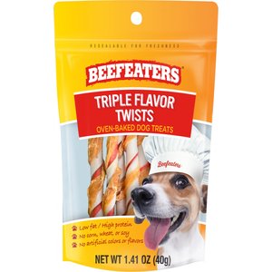 Beefeaters Triple Flavor Twists Jerky Dog Treats, 1.41-oz bag, case of 12
