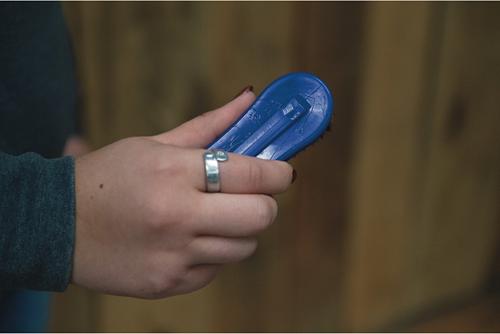 Show full view: Weaver Livestock Pig Face Brush, Small, Blue slide 4 of 6