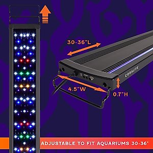 Coralife Seascape Incandescent SMART LED Light Fixture, Black, 30 to 36-in