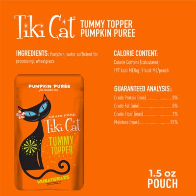 Show full view: Tiki Cat Tummy Topper Pumpkin Recipe in Broth Wet Cat Food Topper, 1.5-oz pouch, case of 12 slide 4 of 10