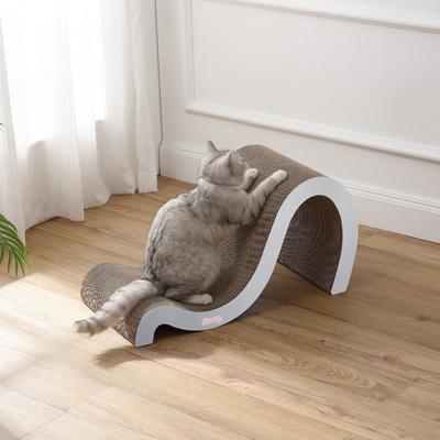 Show full view: THE LICKER STORE Kona 27-in Modern Cardboard Double-Sided Wave Cat Scratcher with Catnip, Fog slide 6 of 8