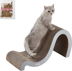THE LICKER STORE Kona 27-in Modern Cardboard Double-Sided Wave Cat Scratcher with Catnip, Fog