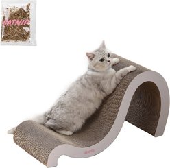 THE LICKER STORE Kona 27-in Modern Cardboard Double-Sided Wave Cat Scratcher with Catnip, Cloud