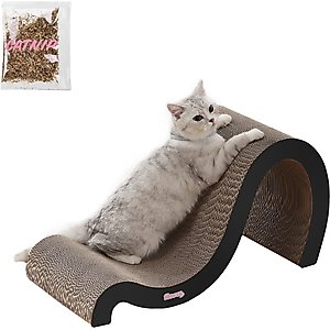 THE LICKER STORE Kona 27-in Modern Cardboard Double-Sided Wave Cat Scratcher with Catnip, Ink