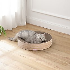 THE LICKER STORE Nelson 20-in Modern Cardboard Bowl Cat Scratcher with Catnip, Oak Wood slide 2 of 6