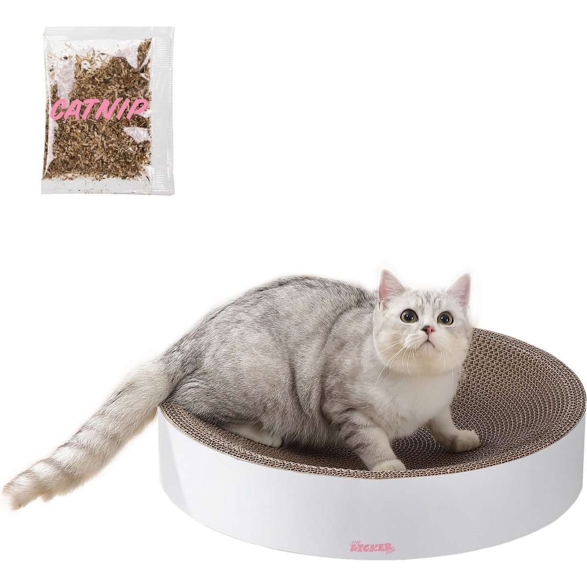 THE LICKER STORE Nelson 20-in Modern Cardboard Bowl Cat Scratcher with Catnip, Cloud