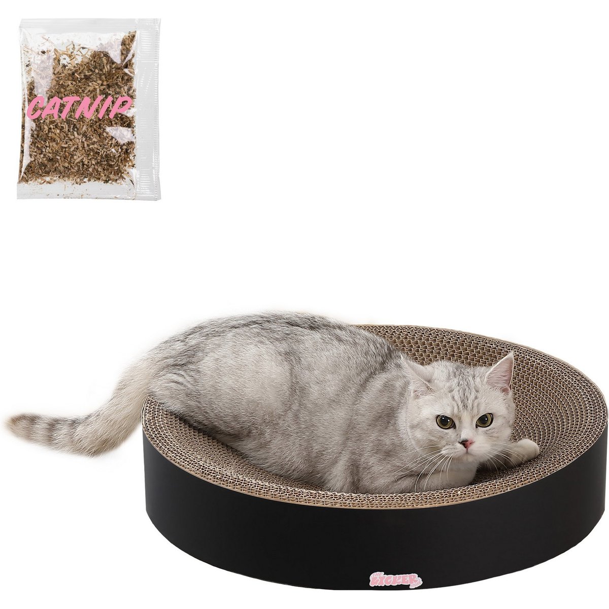 THE LICKER STORE Nelson 20-in Modern Cardboard Bowl Cat Scratcher with Catnip, Ink
