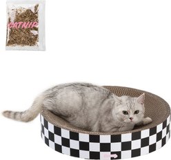THE LICKER STORE Nelson 20-in Modern Cardboard Bowl Cat Scratcher with Catnip, Checkered slide 1 of 6