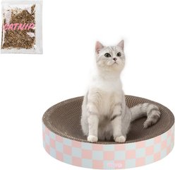 THE LICKER STORE Nelson 20-in Modern Cardboard Bowl Cat Scratcher with Catnip, Strawberry Milkshake