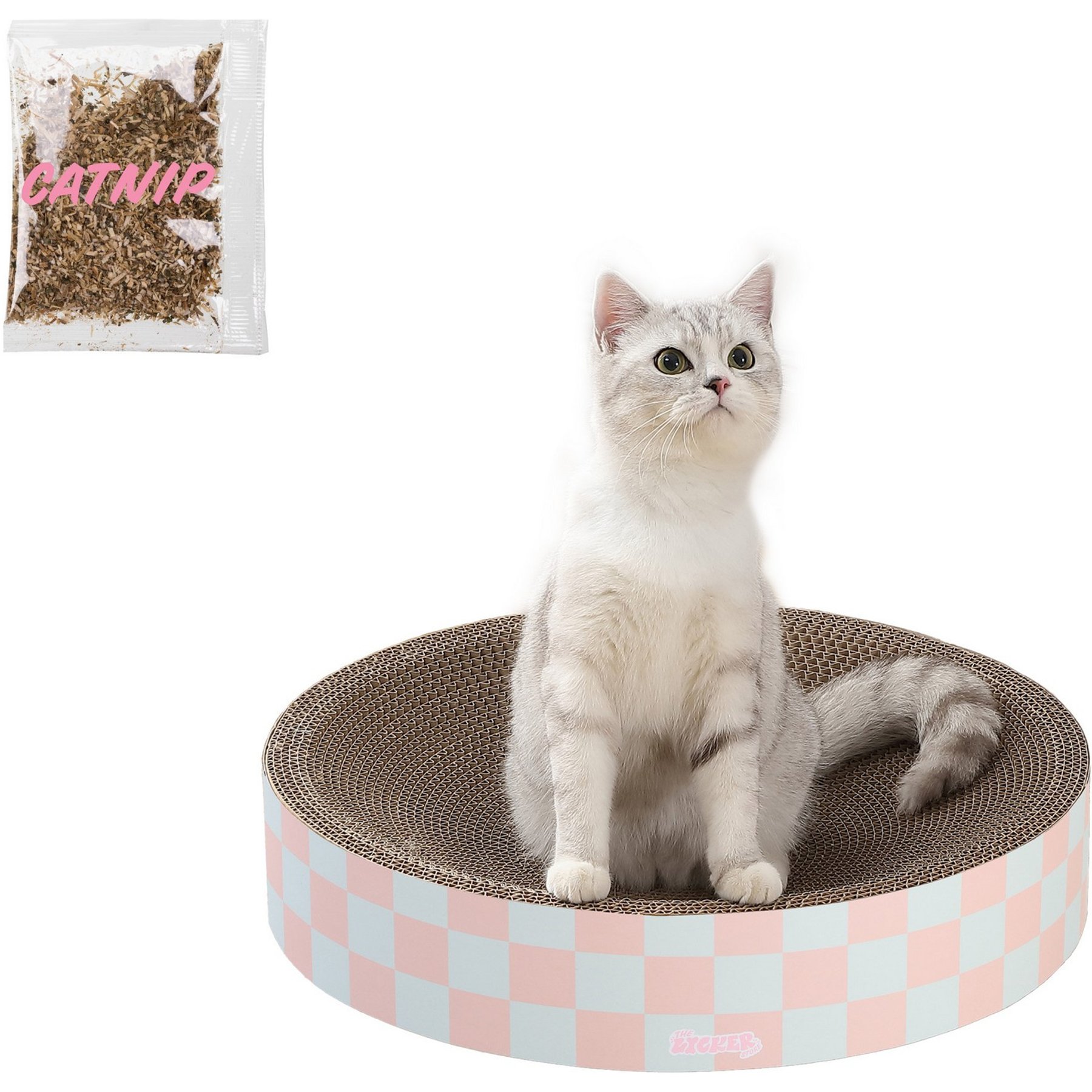THE LICKER STORE Nelson 20-in Modern Cardboard Bowl Cat Scratcher with Catnip, Strawberry Milkshake