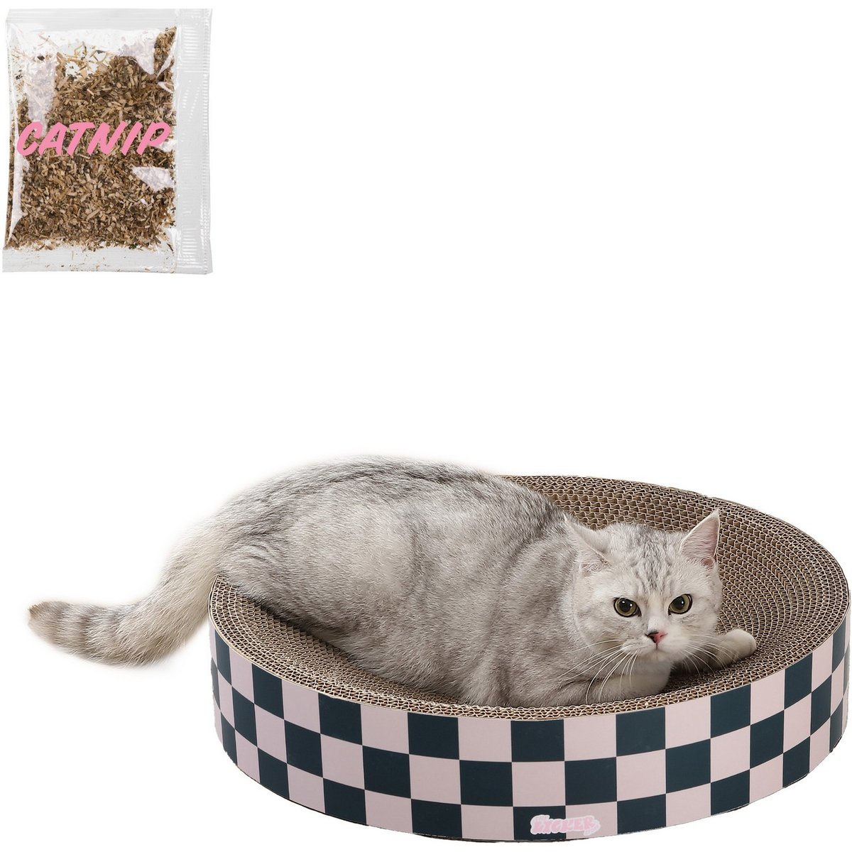 THE LICKER STORE Nelson 20-in Modern Cardboard Bowl Cat Scratcher with Catnip, Peony