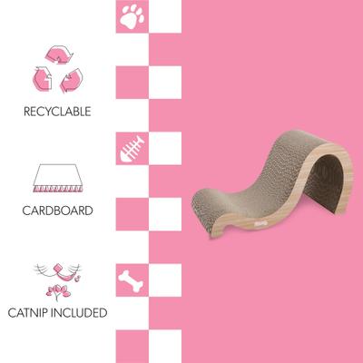 Show full view: THE LICKER STORE Kona 27-in Modern Cardboard Double-Sided Wave Cat Scratcher with Catnip, Oak Wood slide 4 of 9