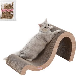 THE LICKER STORE Kona 27-in Modern Cardboard Double-Sided Wave Cat Scratcher with Catnip, Oak Wood