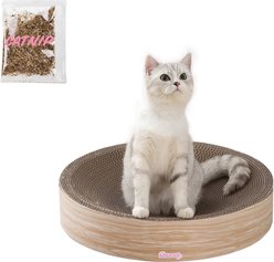 THE LICKER STORE Nelson 20-in Modern Cardboard Bowl Cat Scratcher with Catnip, Oak Wood