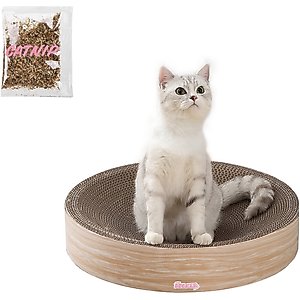 THE LICKER STORE Nelson 20-in Modern Cardboard Bowl Cat Scratcher with Catnip, Oak Wood