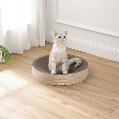Show full view: THE LICKER STORE Nelson 20-in Modern Cardboard Bowl Cat Scratcher with Catnip, Oak Wood slide 2 of 7