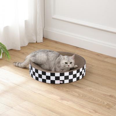 Show full view: THE LICKER STORE Nelson 20-in Modern Cardboard Bowl Cat Scratcher with Catnip, Checkered slide 2 of 7