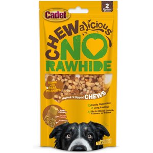 Cadet Chewalicious Layered 'N Dipped Rawhide-Free Natural Crunchy Chews Peanut Flavor Dog Treats, 2 count