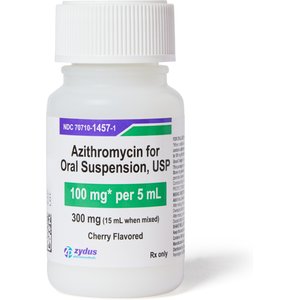 Azithromycin (Generic) Flavored Powder for Oral Suspension, 100 mg/5 mL, 15-mL bottle