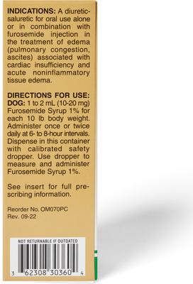 Show full view: Furosemide (Generic) Syrup for Dogs, 10 mg/mL, 60 mL slide 6 of 10