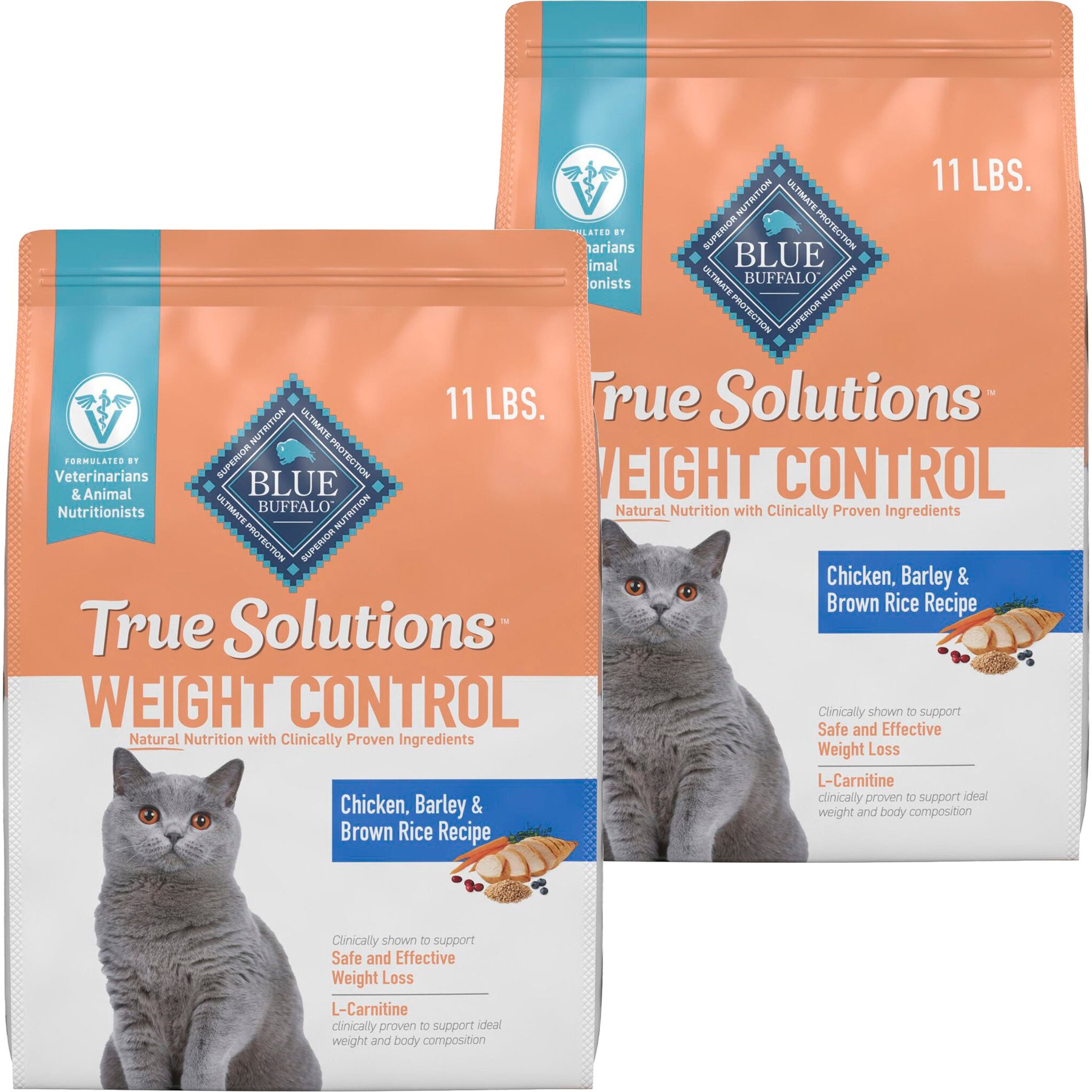 Blue Buffalo True Solutions Healthy Weight Natural Weight Control Chicken Adult Dry Cat Food, 22-lb bundle