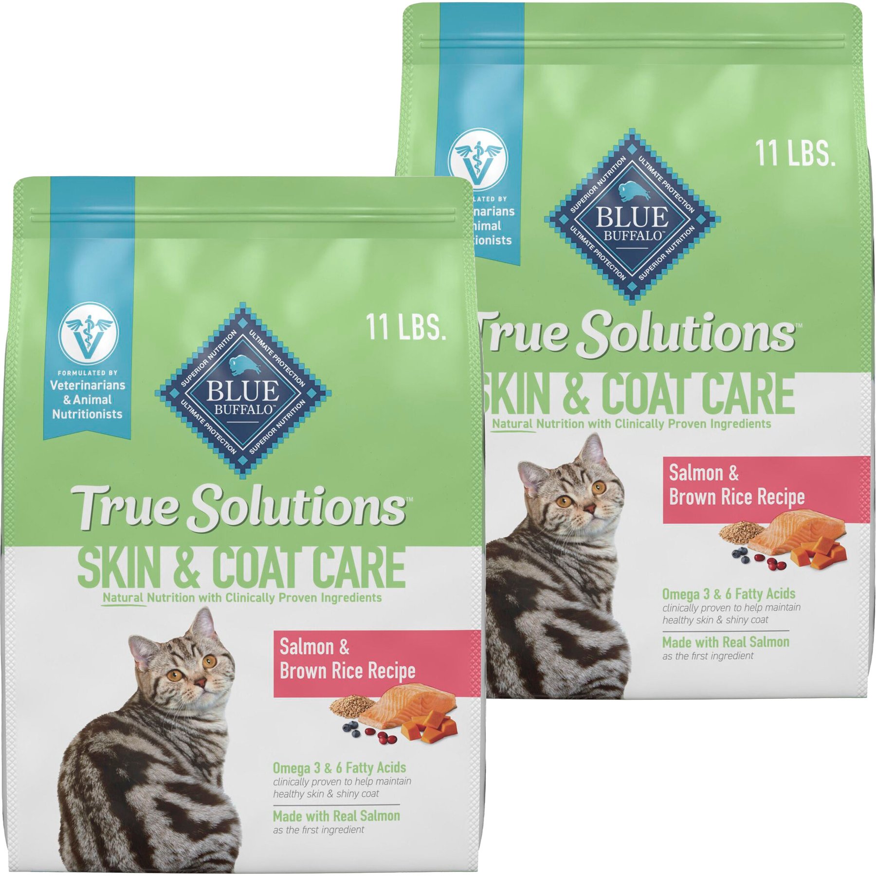 Blue Buffalo True Solutions Perfect Skin & Coat Natural Salmon Adult Dry Cat Food, 22-lb bundle