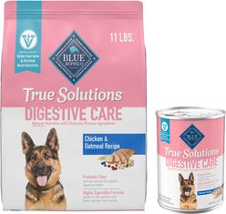 Blue Buffalo True Solutions Blissful Belly Digestive Care Formula Dry Food, 11-lb bag + Digestive Care Formula Wet Dog Food