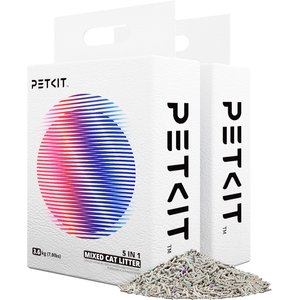 PETKIT 5 in 1 Mixed Flushable Unscented Clumping Tofu Cat Litter, 7.9-lb bag, case of 2