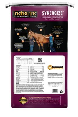 Show full view: Tribute Equine Nutrition Synergize High Fat Low Sugar & Starch Horse Feed, 50-lb bag slide 2 of 7
