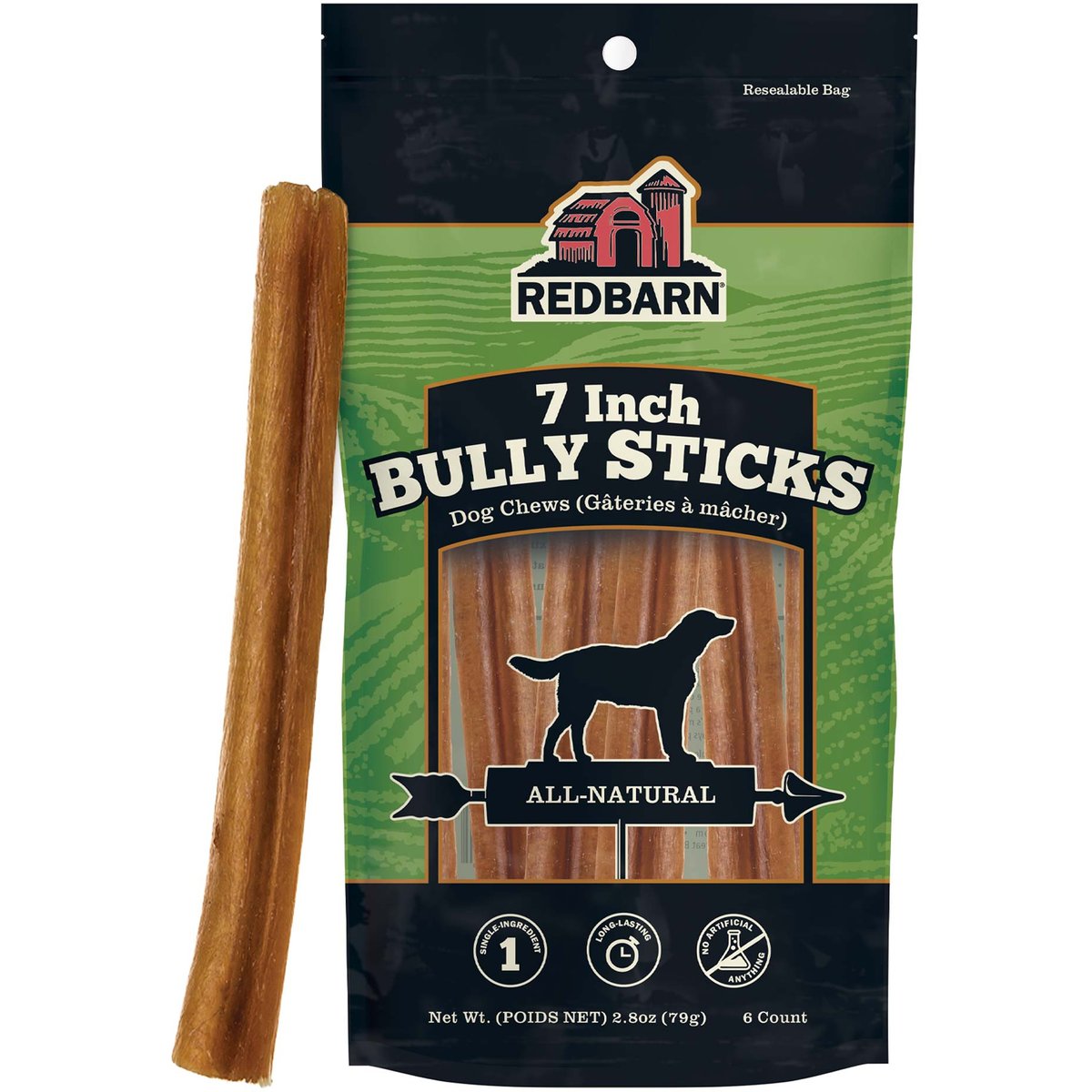 Redbarn Premium 7" Bully Sticks Dog Treats, 6 count