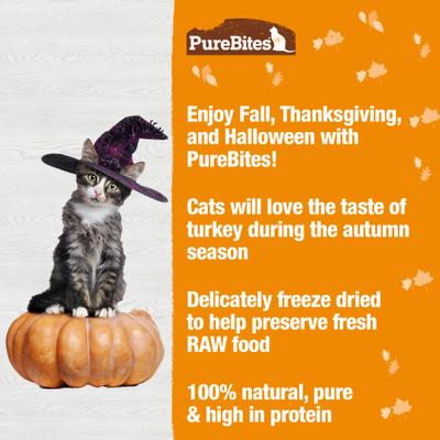 Show full view: PureBites Fall Limited Ingredient Turkey Freeze-Dried Cat Treats, Turkey, 23-g, 0.81-oz bag slide 5 of 8