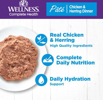 Show full view: Wellness Complete Health Chicken & Herring Formula Grain-Free Canned Cat Food, 12.5-oz, case of 12 slide 3 of 12