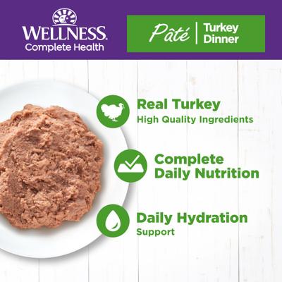 Show full view: Wellness Complete Health Turkey Formula Grain-Free Natural Canned Cat Food, 5.5-oz, case of 24 slide 3 of 12