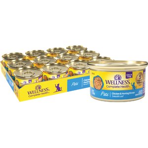 Wellness Complete Health Chicken & Herring Formula Grain-Free Canned Cat Food, 3-oz, case of 24