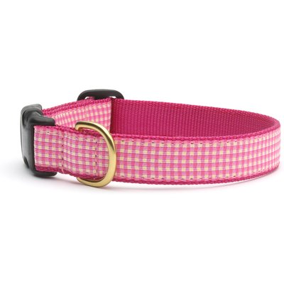 Up Country Up Country Gingham Nylon Dog Collar, Pink, X-Small: 12-in neck, 5/8-in wide