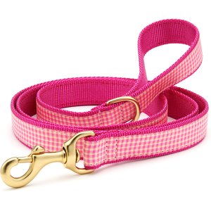 Up Country Gingham Nylon Dog Leash, Pink, 5-ft long, 1-in wide