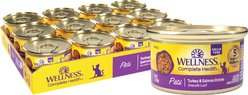 Wellness Complete Health Turkey & Salmon Formula Grain-Free Natural Canned Cat Food, 3-oz, case of 24