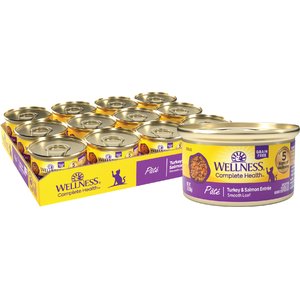 Wellness Complete Health Turkey & Salmon Formula Grain-Free Natural Canned Cat Food, 3-oz, case of 24