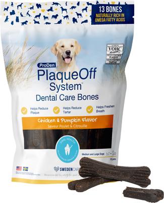 Show full view: ProDen PlaqueOff System Natural Bacon Flavored + Chicken & Pumpkin Flavored Dental Bone Dog Treats slide 6 of 10
